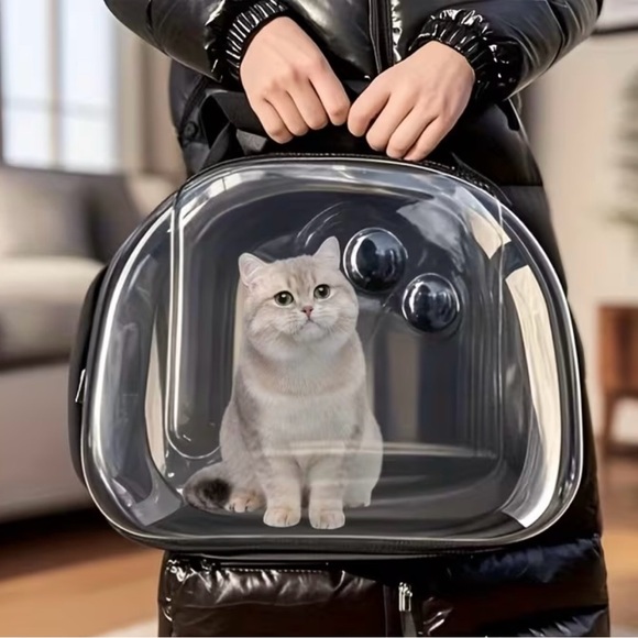 PVC Cat Bubble Travel Carrier – Portable Crossbody Carrier – Folds – Blue - NEW - Picture 5 of 9